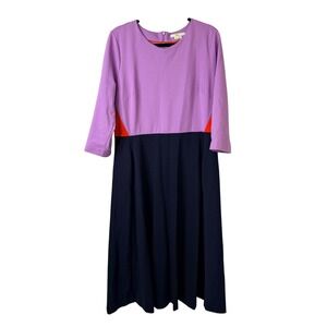 Boden 14L Colorblock Midi Dress Lavender Navy Quiet Luxury Effortless Elegance